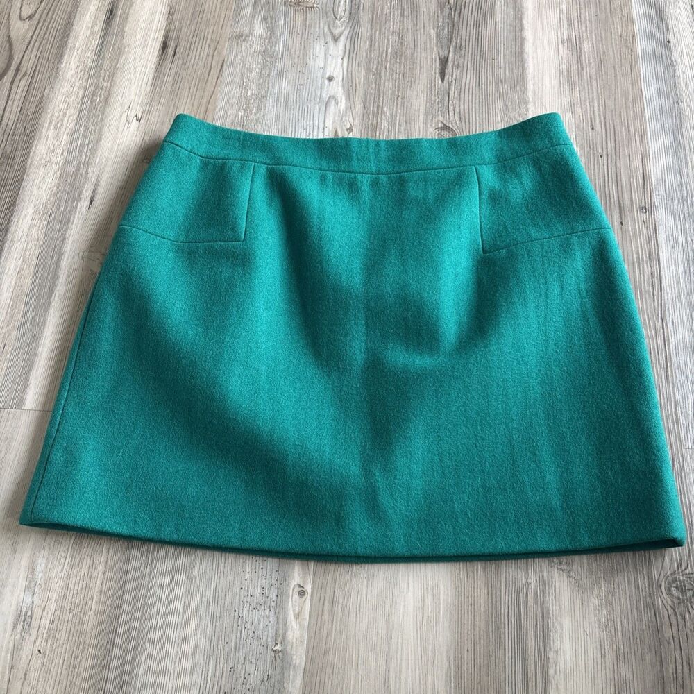 Vintage J Crew Green Wool Mini Skirt Lined Size 10
